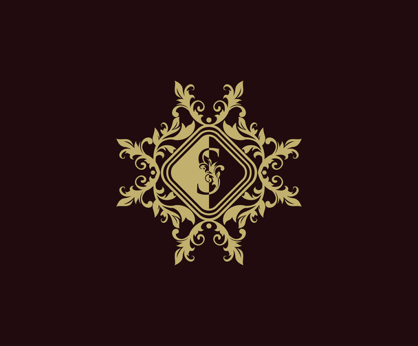 Luxus logó design kezdeti S. Elegáns virágzik S levél. Border faragott keret logó sablon. Vintage vektorelem. - Vektor, kép