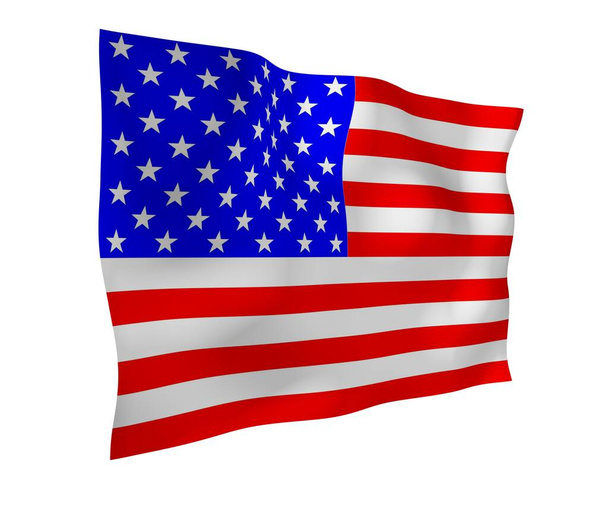 Mávání vlajkou Spojených států amerických. Hvězdy a pruhy. Státní symbol USA. 3D ilustrace - Fotografie, Obrázek