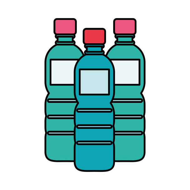 μπουκάλια νερού πλαστικό απομονωμένο εικονίδιο - Διάνυσμα, εικόνα