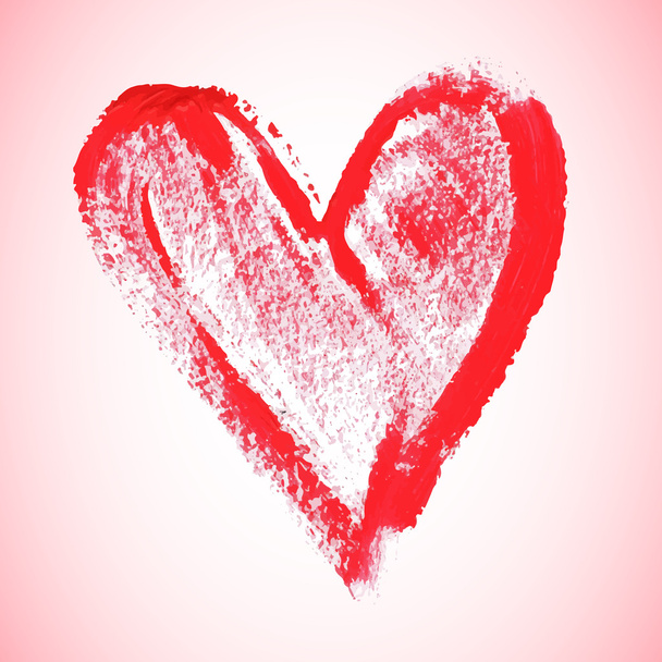 Watercolor red heart, vector illustration - Vecteur, image