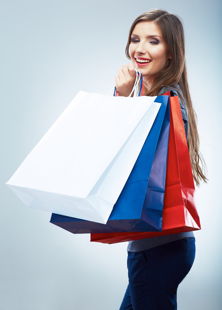 Woman hold shopping bag - Foto, afbeelding
