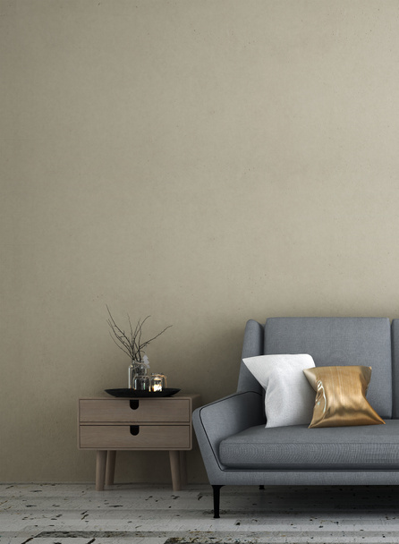 Το minimal σαλόνι εσωτερικό σχεδιασμό και το φόντο μοτίβο τοίχου  - Φωτογραφία, εικόνα