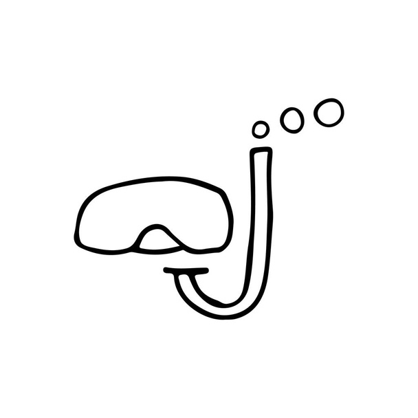 Doodle Scuba Maske Symbol. Handgezeichnetes Tauchermasken-Symbol. Doodle-Schnorchel-Ikone - Vektor, Bild