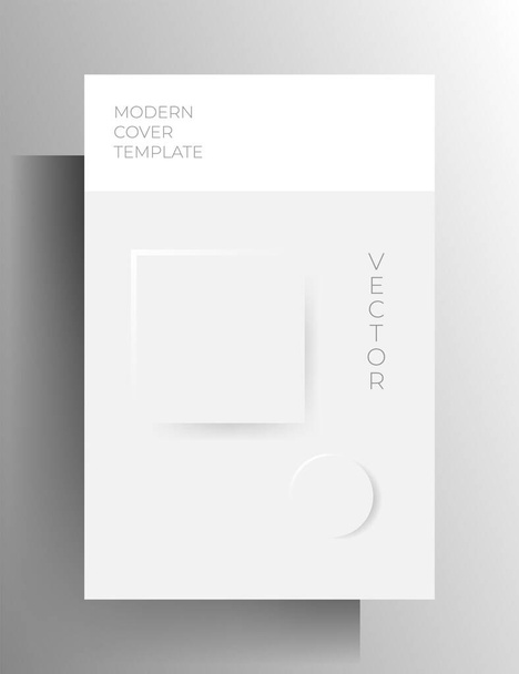 Cover for a book, magazine, booklet, brochure, catalog, poster. Geometric minimalistic volumetric design in white colors. A4 format. EPS 10 vector. - Vector, Image