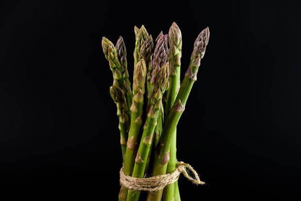 Fresh eco-friendly asparagus, bunch. Close-up, macro photo, fresh ingredients. Healthy super food - Foto, Imagem