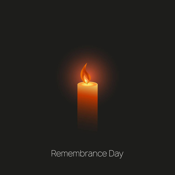 Szablon Dnia Pamięci. Międzynarodowy Dzień Pamięci o Holokauście z płonącą świecą na ciemnym tle. - Wektor, obraz
