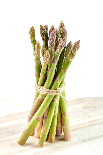 Fresh eco-friendly asparagus, bunch. Close-up, macro photo, fresh ingredients. Healthy super food - Zdjęcie, obraz