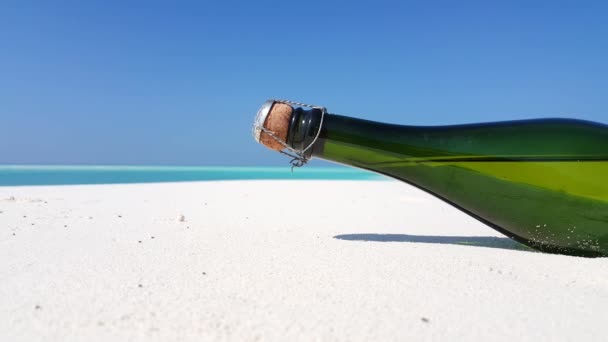 Μπουκάλι σαμπάνιας στην παραλία. Θερινός παράδεισος στην Τζαμάικα, Καραϊβική.  - Πλάνα, βίντεο