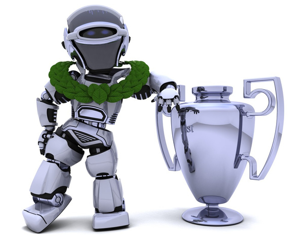 Robot avec un trophée
 - Photo, image
