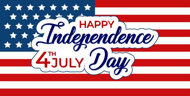 Fourth of July. Independence day greeting card, poster, flyer. Patriotic banner for website template. July 4th typographic design. Vector illustration. - Vector, imagen