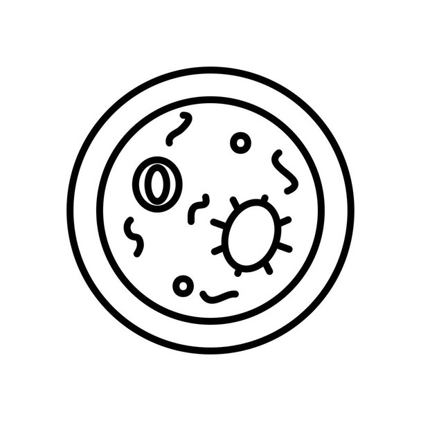 Petriho miska s ikonou bakterií, styl linky - Vektor, obrázek