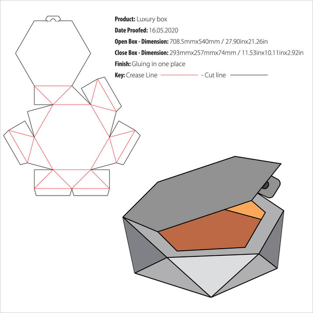 Розкішна коробка упаковки дизайн шаблон склеювання штамп вирізати вектор
 - Вектор, зображення