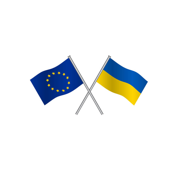 Crossing flags of Europe Union and Ukraine, candidate to entry in EU. Concept of cooperation between the two countries - Vektor, kép