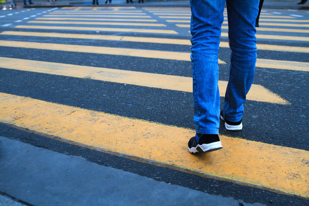 Motion of pedestrian zebra crossing or crosswalk  - Photo, Image