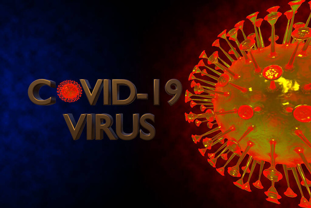 3D καθιστώντας εικόνα λοίμωξη ιατρική υγεία πανδημία έννοια κινδύνου. Ιός της αναπνευστικής γρίπης Coronavirus, κύτταρα γρίπης τύπου COVID-19. Επικίνδυνη γρίπη Bio-Science 2019. - Φωτογραφία, εικόνα