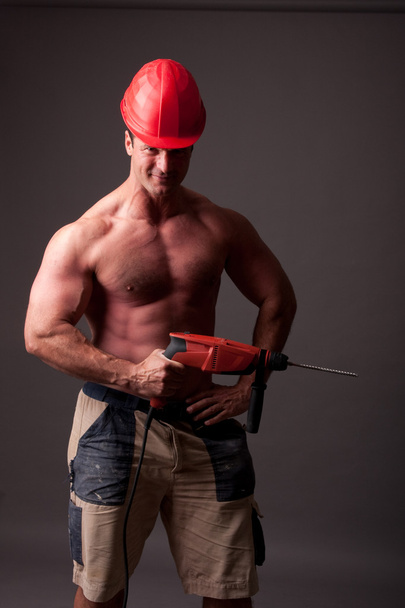 筋肉の建設労働者 - 写真・画像