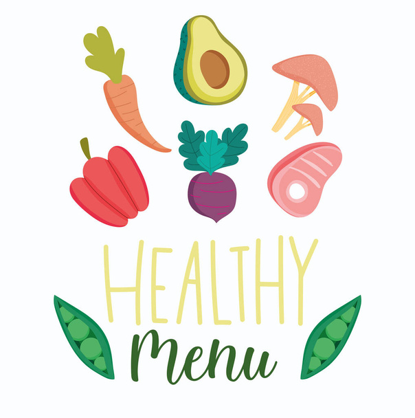 healthy food, harvest ingredient fresh nutrition diet template - Vektor, kép
