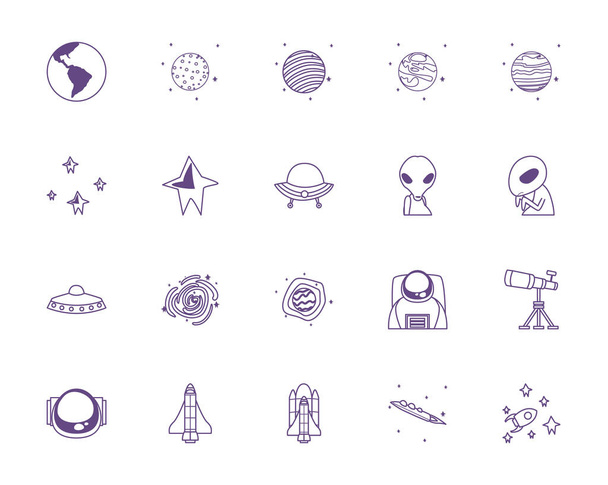 bundle of space set icons - Vector, Image