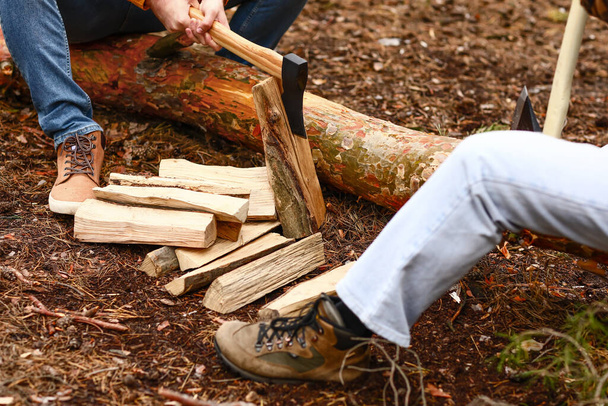 Όμορφοι ξυλοκόποι που δουλεύουν στο δάσος - Φωτογραφία, εικόνα