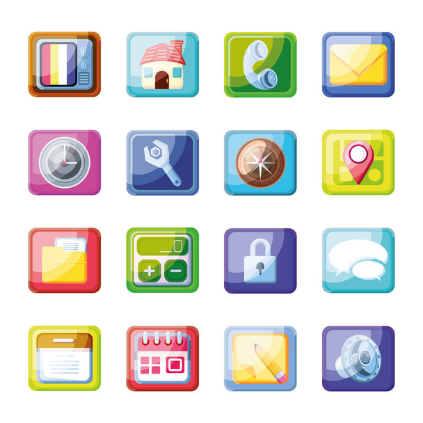 set of icons mobile app - Vektör, Görsel
