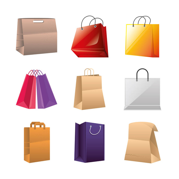 набір іконок сумки для покупок на білому тлі
 - Вектор, зображення