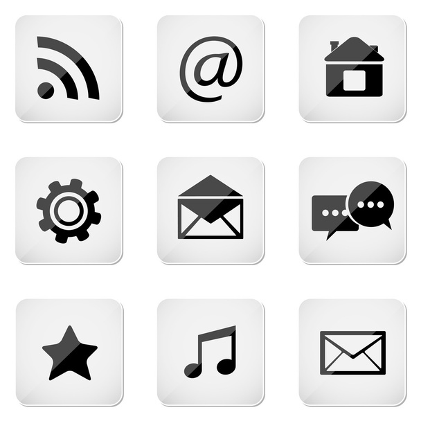 Contact buttons set, email icons - Vettoriali, immagini
