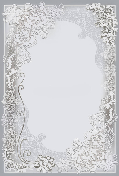 Cute wedding invitation card with vintage ornament frame - Photo, Image