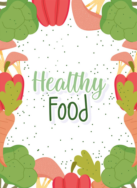 zdravé potraviny, menu přírodní produkty zdravotní bilance výživa strava - Vektor, obrázek