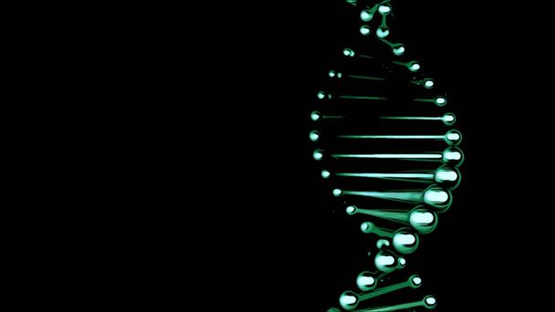 Siyah arkaplanda yeşil DNA kopyalaması. - Fotoğraf, Görsel