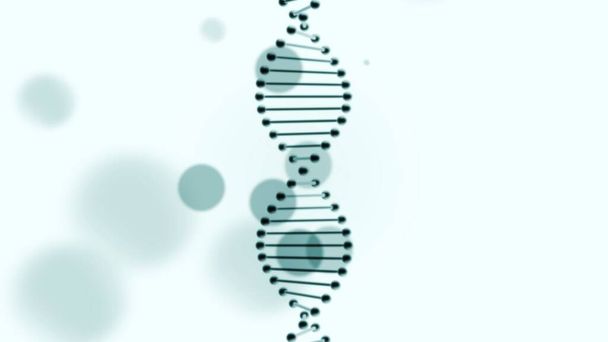 DNA strand and blue spots on the background. - Photo, Image