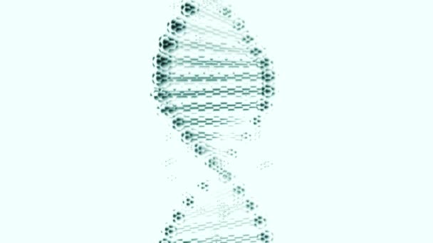 Παραμορφωμένο αντίγραφο του DNA που περιστρέφεται σε λευκό φόντο. - Πλάνα, βίντεο