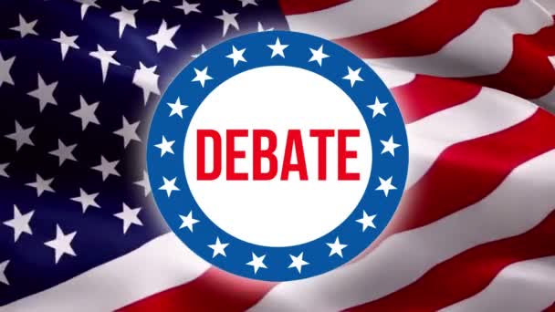 Debate text on United States flag background. American Flag 4th of july Background for United States elections. Voting, election, Freedom Democracy, Vote concept. US Presidential election.USA Flag - Footage, Video