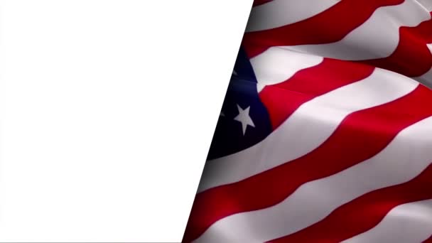 American flag video half white background. 3d United States American Flag Slow Motion video. US American Flags Close Up. US US Flag Motion Loop HD resolution USA Background. USA flag Closeup video for Washington Birthday - Footage, Video