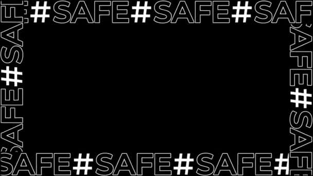 Marco de tipografía de bucle continuo de múltiples palabras de hashtag "STAY" y "SAFE" en el fondo negro. Esta superposición animada se puede utilizar en el modo de mezcla de pantalla para eliminar el fondo negro
. - Imágenes, Vídeo
