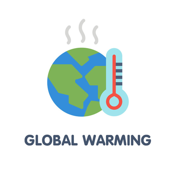 Globális felmelegedés lapos ikon stílusú illusztráció design fehér háttér eps.10 - Vektor, kép