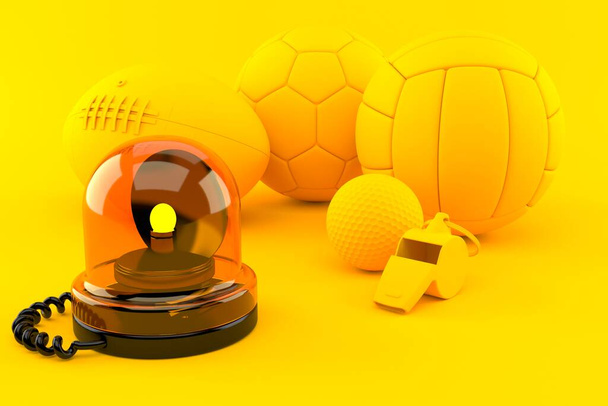 Fondo deportivo con sirena de emergencia en color naranja. ilustración 3d
 - Foto, Imagen