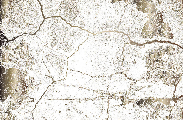 Zmatená překrytá textura ze zlatého popraskaného betonu, kamene nebo asfaltu. grunge pozadí. abstraktní vektorová ilustrace půltónu - Vektor, obrázek
