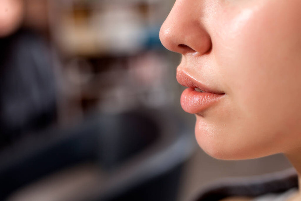 Boca y nariz de una joven
 - Foto, Imagen