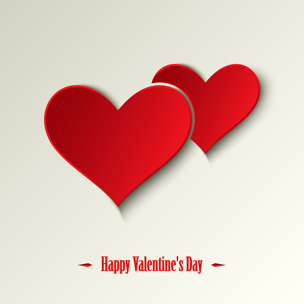 Valentine card with red hearts on a light background - Vector, afbeelding