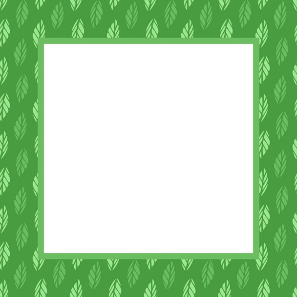 Leaves Jungle Square Blank Frame Template with elegant pattern background. Combination colors of green monochromatic. Design Template for invitation, cards, poster, flyer and more. - ベクター画像