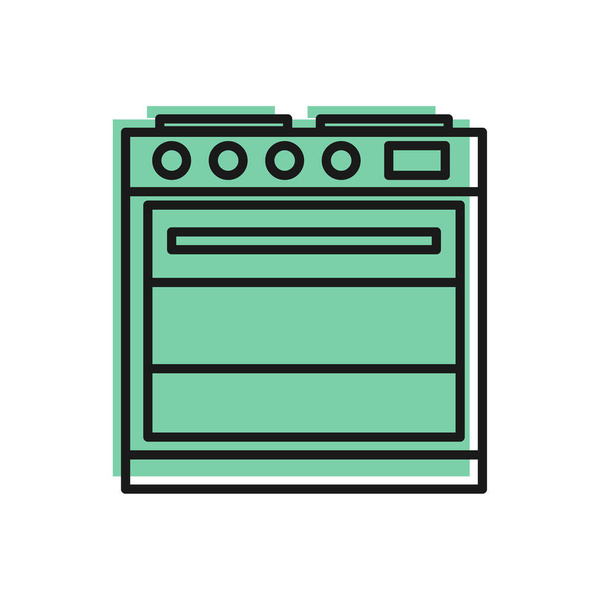 Black line Oven icon isolated on white background. Stove gas oven sign.  Vector Illustration - Vector, Image