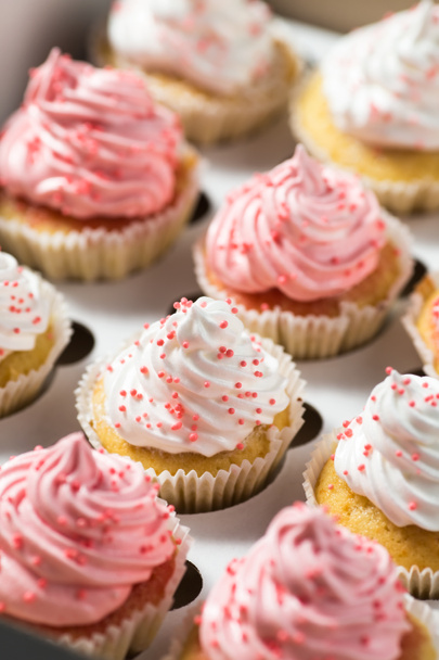 mini cupcakes with cream, closeup  - Photo, Image