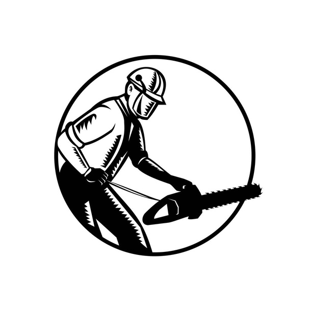 Com Um Símbolo De Motosserra, No Vetor De Ilustração De Desenho Em Fundo  Branco Ilustração do Vetor - Ilustração de axeman, floresta: 204627387