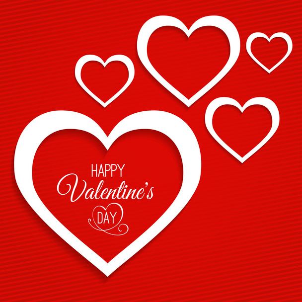Valentine's greeting card with red hearts - Vector, imagen