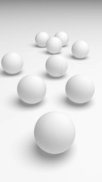 White abstract background. Set of white balls isolated on white backdrop. 3D illustration - Fotó, kép