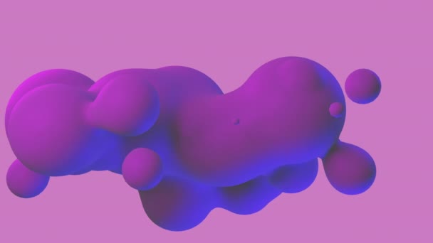 Vloeibare animatie achtergrond vloeistof bol vormen paars en roze abstract. 3D weergave illustratie 4K - Video