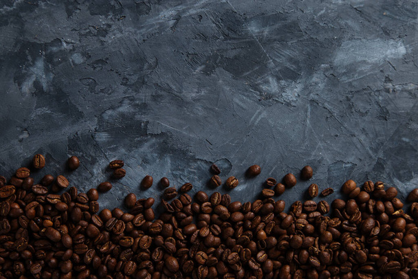 Coffee crumbled on dark concrete background. Copy space. - Zdjęcie, obraz
