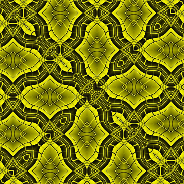 kare biçimi karmaşık simetrik tasarımlar canlı sarı ve siyah güçlü karmaşık geometrik şekiller ve desenler - Fotoğraf, Görsel