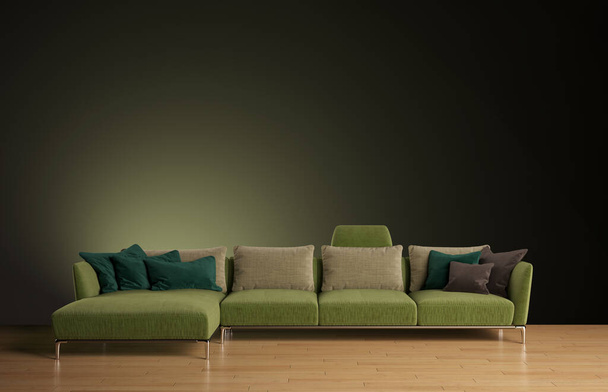 Large luxury modern bright interiors Living room mockup illustration 3D rendering computer digitally generated image - Foto, afbeelding