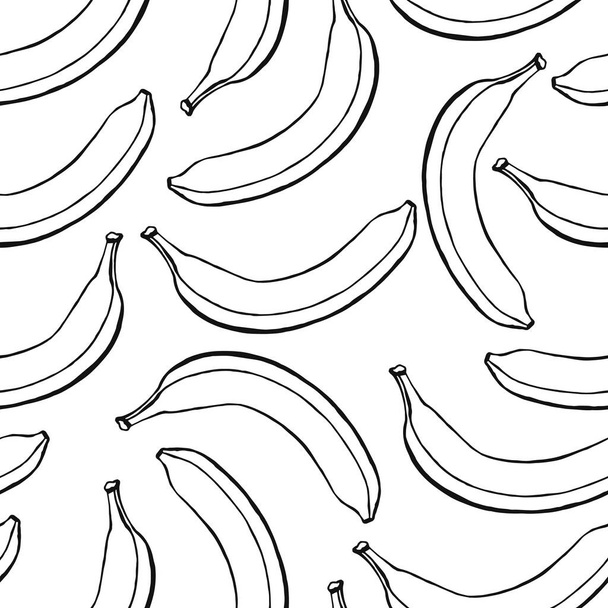 Seamless pattern with hand drawn fruits elements banana. Vegetarian wallpaper. For design packaging, textile, background, design postcards and posters. - Vector, Image